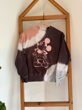 Disney Mickey Mouse Cream and Pink Crewneck Sweatshirt